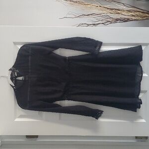 Miami Black Long Sheer Sleeve Mini Dress